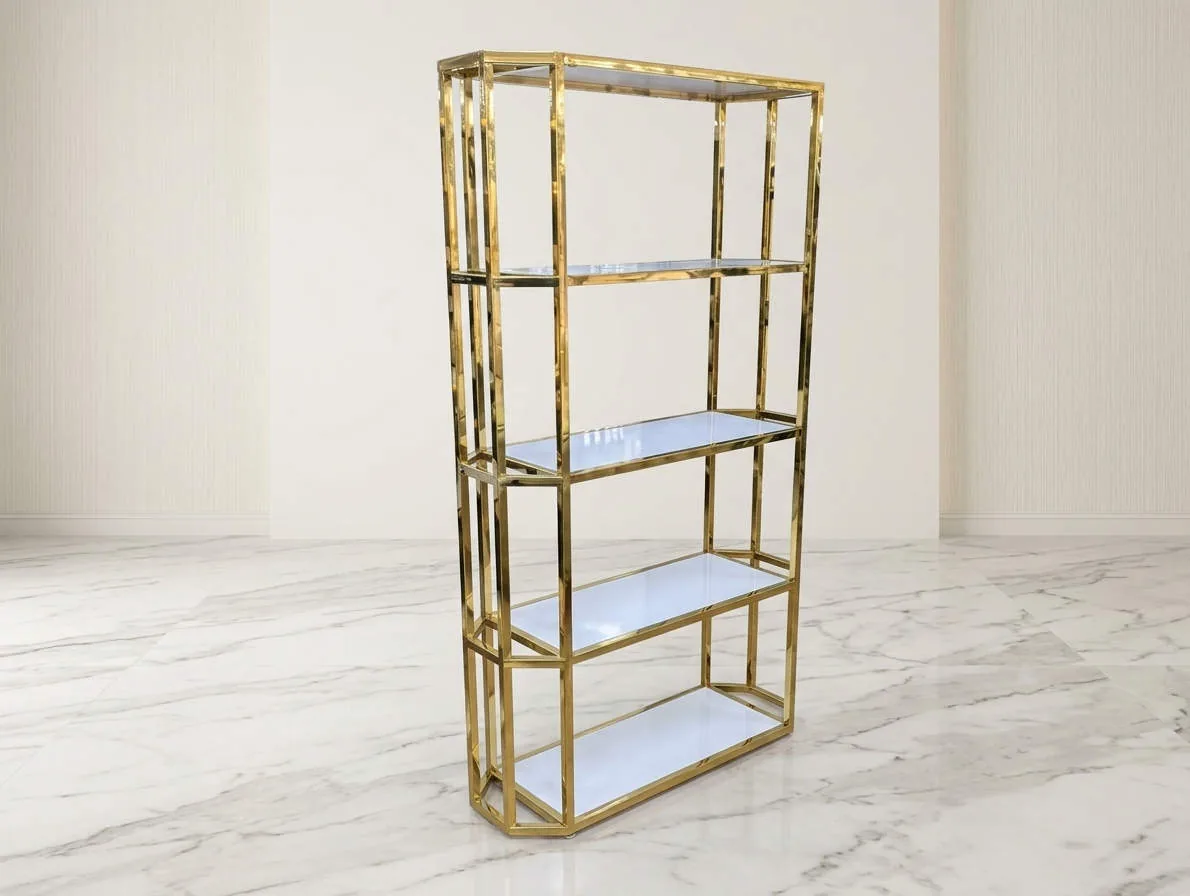 Luxus Regalwand Gold Weiss 120x200 "Luxor" Schlafzimmer Wohnzimmer Raumtrenner Flur